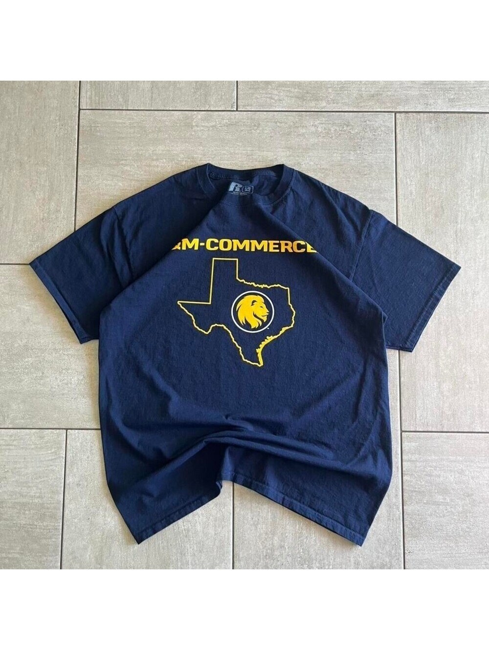 Navy and yellow Texas A&M Commerce t-shirt